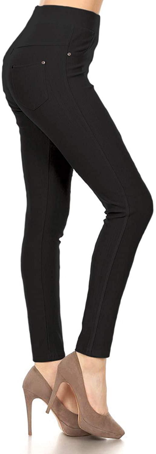 all in one place בגדי נשים Leggings Depot Premium Quality Women's Cotton Blend Stretch Pull-on Jeggings with Pockets