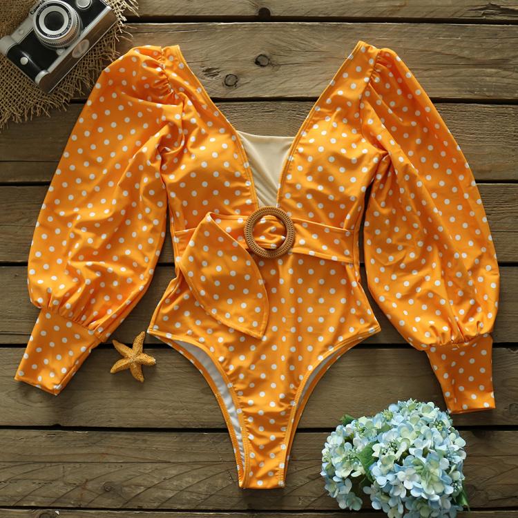 all in one place בגדי נשים Sexy One Piece Swimsuit 2021 Long Sleeve Swimwear Women V-Neck Monokini Print Backless Bodysuit String Plus Size Bathing Suit