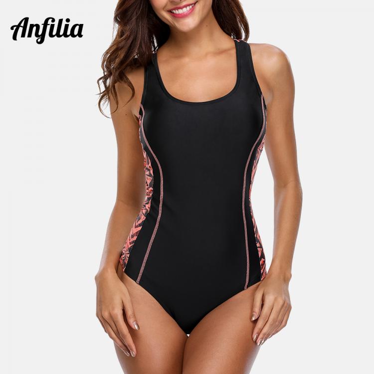 all in one place בגדי נשים Anfilia Women One Piece Sports Swimsuit Sports Swimwear Padded Backless Beach Wear Bathing Suits Monokini Anthletit Bodysuit