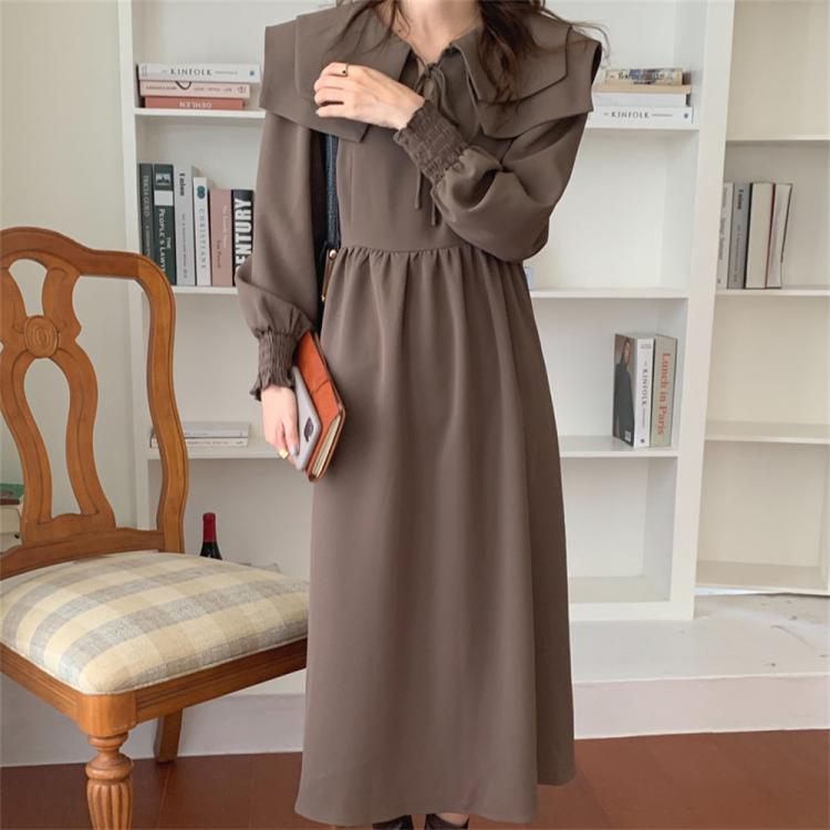 all in one place בגדי נשים Alien Kitty Autumn Hot Women Elegant Robe Maxi Dress Prom Sailor Collar Solid 2021 Casual Minimalist Fashion High Street Gentle