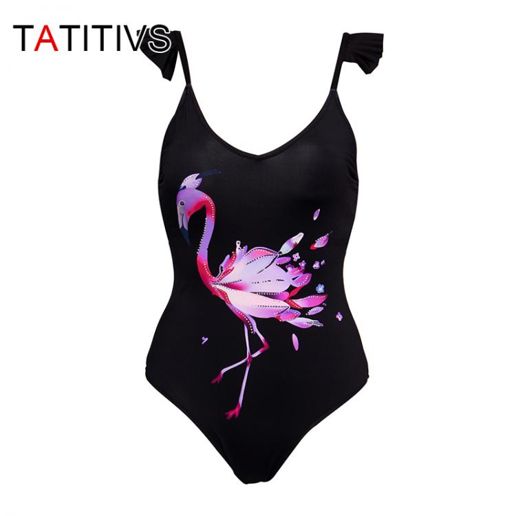 all in one place בגדי נשים TATITIVS Print Bird Pattern One Piece Swimsuit Sexy Lotus leaf Swimwear Bodysuit Women Summer Beach Brazilian Bathing Suit