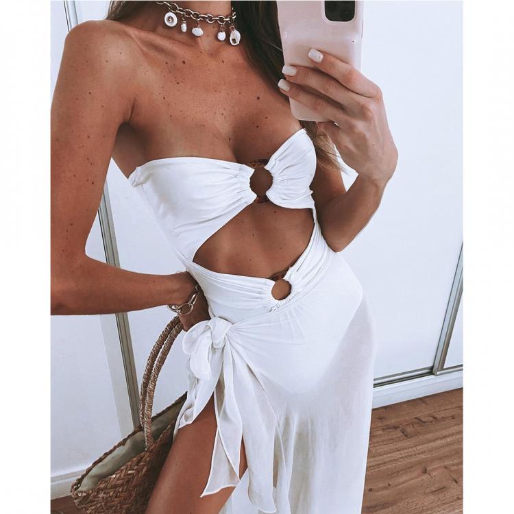 all in one place בגדי נשים 2021 New White Swimwear Cover Up Women One Piece Swimsuit Girl Beach Bathing Suit  Monokini Swim Biquini