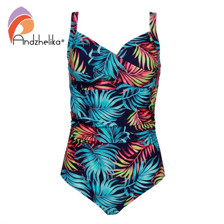 all in one place בגדי נשים Andzhelika Tropical Leaves Twist-Front One-Piece Swimsuit Women Sexy Plus Size Monokini 2021 Girls Beach Bathing Suit Swimwear