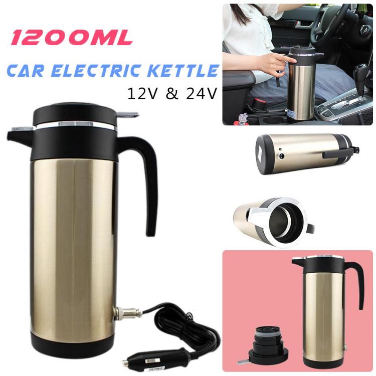 all in one place אלקטרוניקה 12V/24V 1200ML Car Electric Heated Kettle Stainless Steel Bottle Thermal Mug Auto Cigarette Lighter Heating Cup For Travel Mug