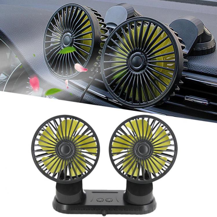 all in one place אלקטרוניקה Car Fan Cooler Dual-head Fans Large-angle Rotation Dashboard USB Fans With 3 Speed Levles For 12V/24V Car Interior Accessories