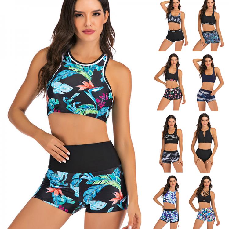 all in one place בגדי נשים Plus Size Bikini Women Print Swimwear Sport Style Swimsuit Shorts Biquini High Waist Tankini Crop Top Bathing Suit Mujer Beach