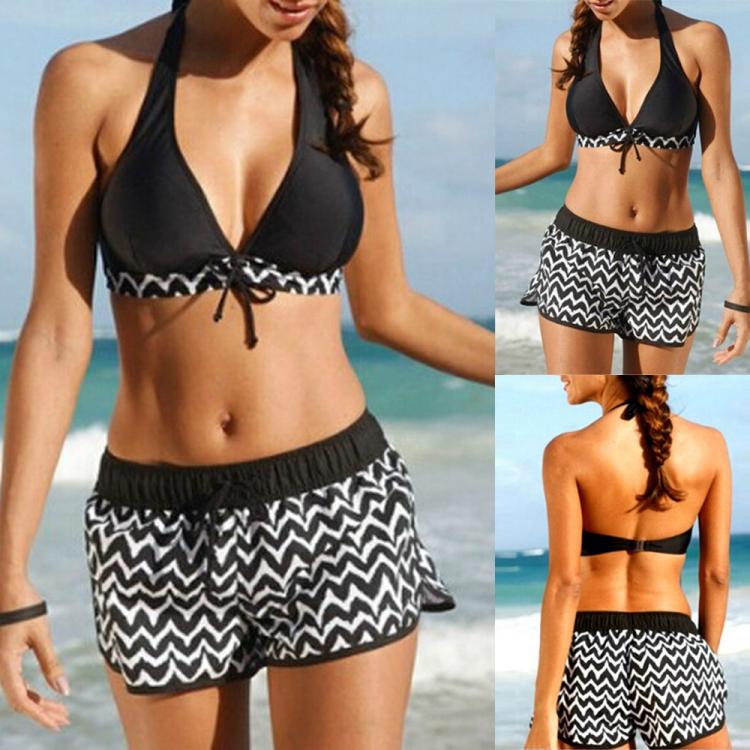 all in one place בגדי נשים 2021 New Sexy Swimsuit Women Tankini Sets Two Piece Bikini Sets With Surfing Short Boy Shorts Print High Waist Bikini Set