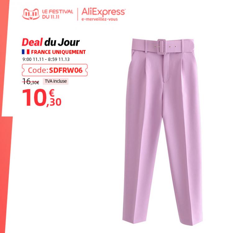 all in one place בגדי נשים KPYTOMOA Women 2021 Chic Fashion High Waist With Belt Pants Vintage Zipper Fly Pockets Office Wear Female Ankle Trousers Mujer