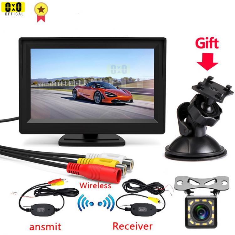 all in one place אלקטרוניקה New 5 Inch Car Reversing Camera Kit Back Up Car Monitor LCD Display HD Car Rear View Camera Parking System transmitter wireless