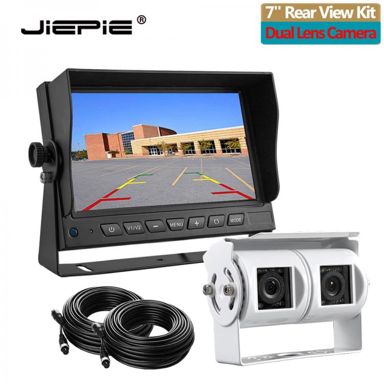all in one place אלקטרוניקה JIEPIE Dual Lens Reversing Camera with 7 Inch RearView Monitor Twin Camera Rear View Reversing Kit for RV, Motorhome, Truck, Bus
