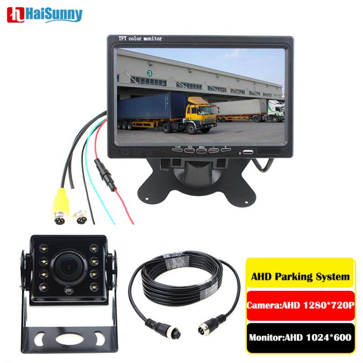 all in one place אלקטרוניקה Vehicle IR LED Backup Reverse Camera AHD 1280*720P 4-pin Connector With 7" IPS AHD TFT Rear View Monitor 1024*600 for Bus Tru