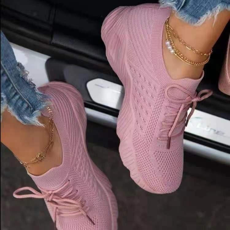 all in one place בגדי נשים Sneakers Shoes 2021 Fashion Lace Up Platform Women's Shoes Summer Plus Size Flat Mesh Sports Shoes Woman Vulcanize Shoes