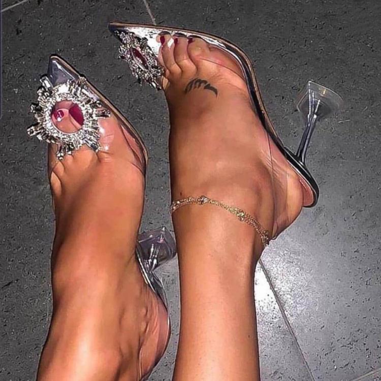 all in one place בגדי נשים Luxury Women Pumps 2019 Transparent High Heels Sexy Pointed Toe Slip-on Wedding Party Brand Fashion Shoes For Lady Size 34-41