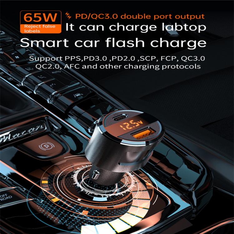 all in one place אלקטרוניקה 65W   FM Transmitter for Car Fast Charger QC3.0 PD car usb charger Mp3 player Bass Soud Bluetooth 5.0 Handsfree wireless car kit
