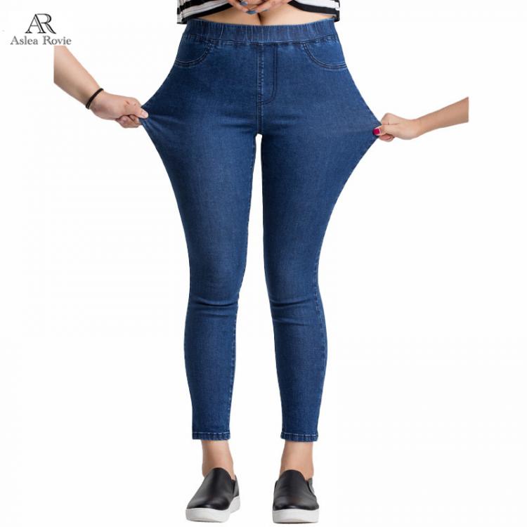 all in one place בגדי נשים Women Jeans Casual High Waist Summer Autumn Pant Slim Stretch Cotton Denim Trousers For Woman Blue Black  100kg