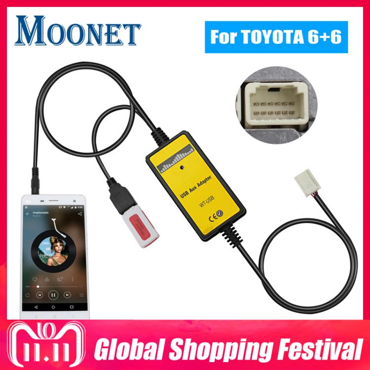 all in one place אלקטרוניקה Moonet Car MP3 USB AUX Adapter Radio CD Changer for Toyota (6+6) Avensis RAV4 Auris Corolla Yaris Camry(Not fit for Navi & DVD