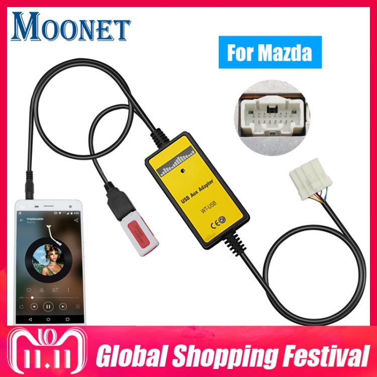all in one place אלקטרוניקה Moonet Car Audio MP3 AUX USB Adapter 3.5mm AUX Interface CD Changer for Mazda 3 5 6, MPV, CX7