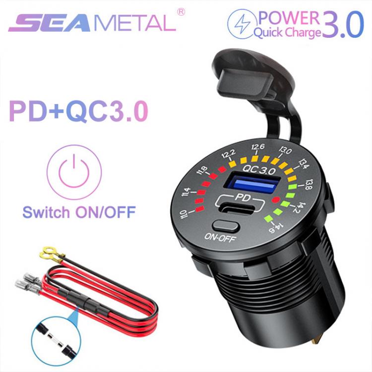 all in one place אלקטרוניקה QC3.0/PD Quick Charge Car Charger 12V/24V to 5V Car Power Adapter Led Voltmeter USB-C Port Charging for iPhone 12 Samsum Xiaomi
