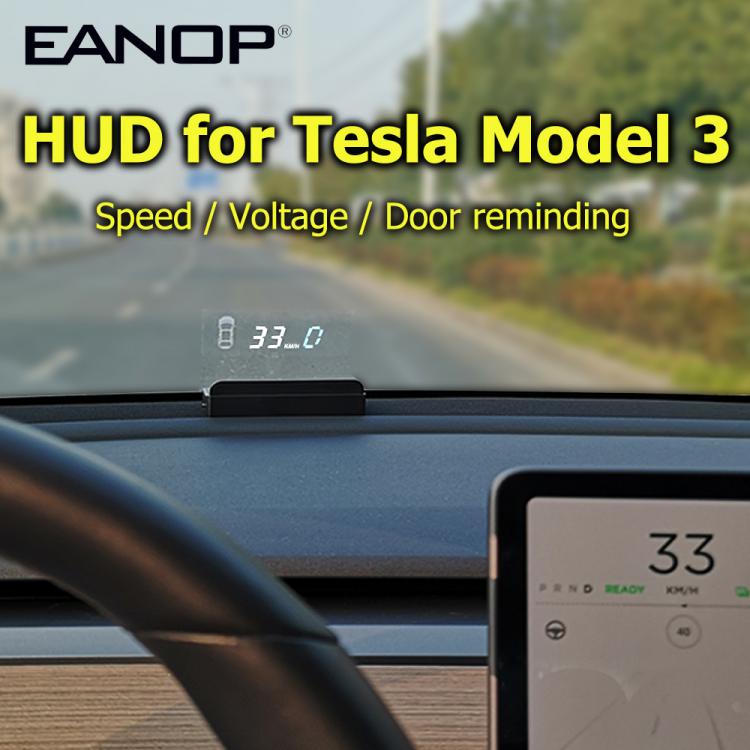 all in one place אלקטרוניקה EANOP HUD E100 Head up display Speed Projector Speedometer Turning light Gear Guide Battery display for tesla model 3 car access