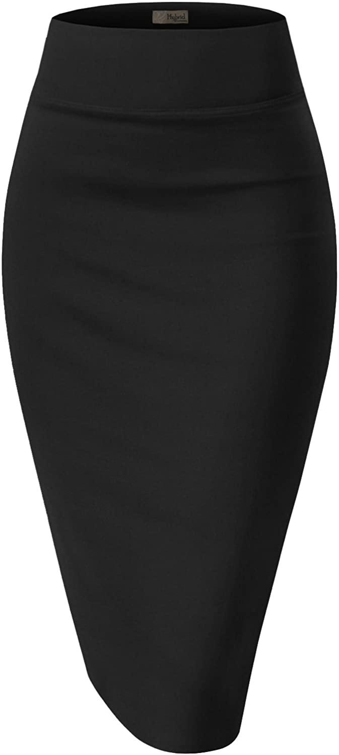 all in one place בגדי נשים H&C Women Premium Nylon Ponte Stretch Office Pencil Skirt Made Below Knee Made in The USA