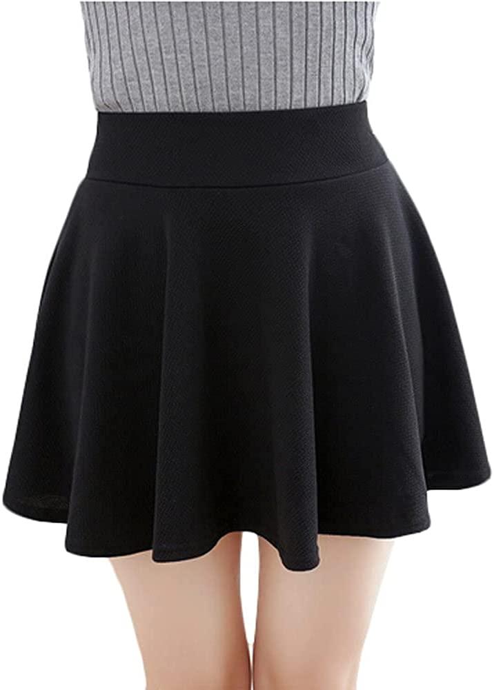 all in one place בגדי נשים Urban CoCo Women's Basic Versatile Stretchy Flared Casual Mini Skater Skirt