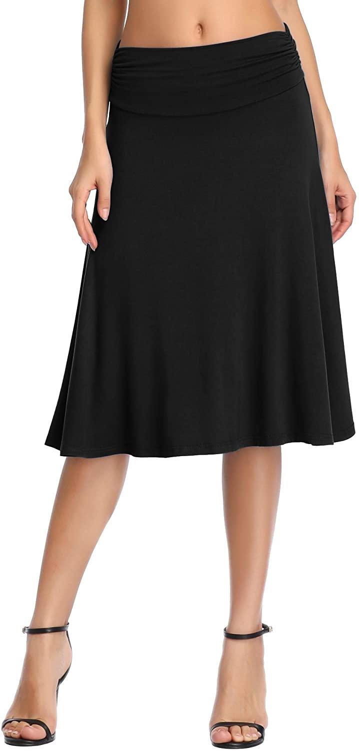 all in one place בגדי נשים Urban CoCo Women's Ruched Waist Stretchy Flared Yoga Skirt High Waist Midi Skirt for Women