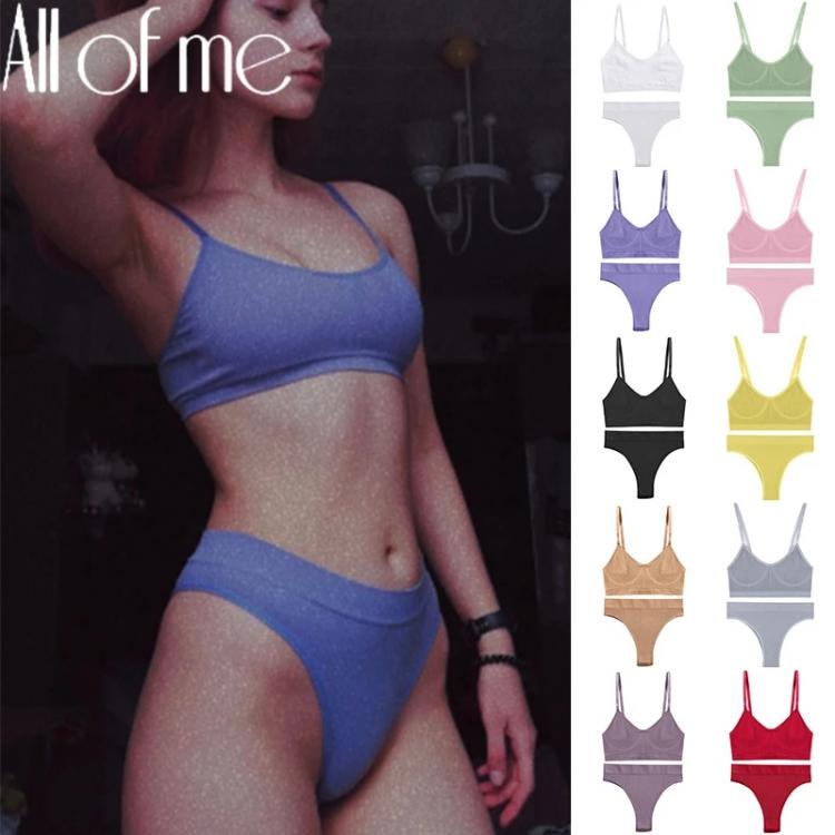 all in one place בגדי נשים Women Bra Set Sexy Lingerie Female Underwear Bralette Ribbed Tops Girls Fashion Brassiere Basic Stretchy Tank Crop Tops Suit