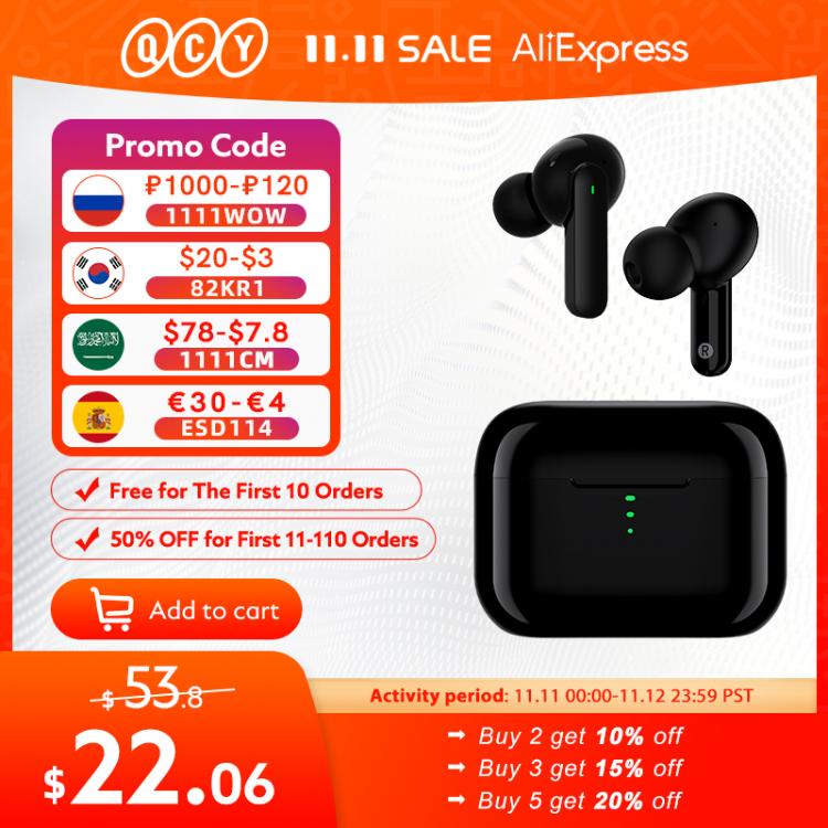 all in one place ביתית QCY T11 Dynamic-armature drivers earphone HiFi wireless headphone Bluetooth earbuds with 4 microphone HD call customizing APP