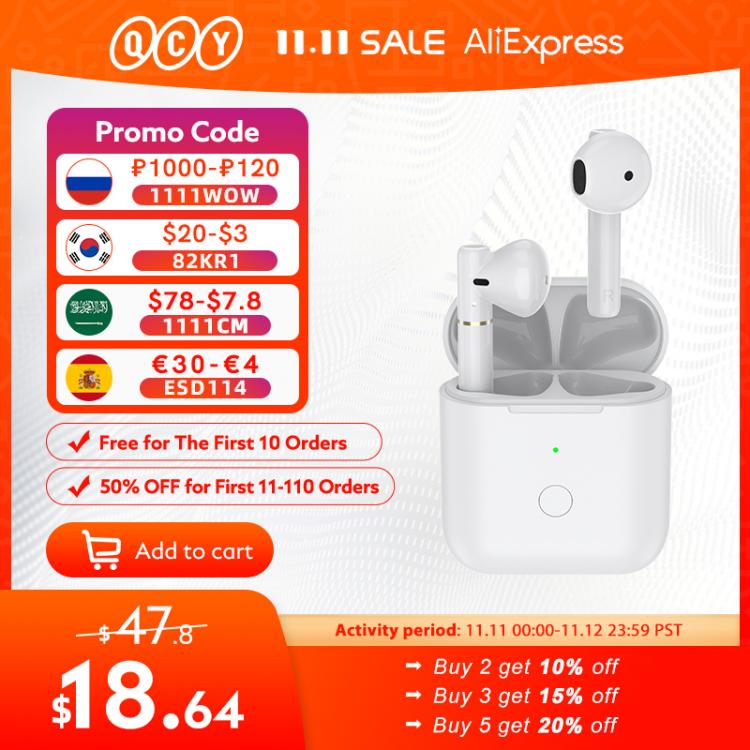 all in one place ביתית QCY T8 Bluetooth Earphone Semi-in-ear Wireless TWS Dual Connection Headphone Hall Magnetic Earbuds with Microphone Headset