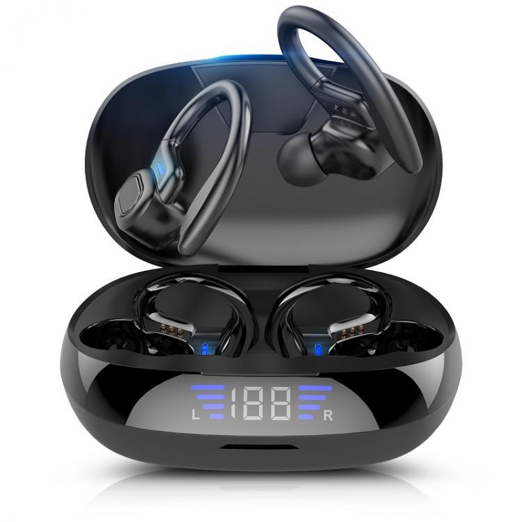 all in one place ביתית TWS Bluetooth Earphones With Microphones Sport Ear Hook LED Display Wireless Headphones HiFi Stereo Earbuds Waterproof Headsets