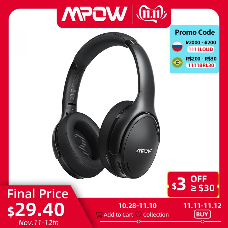 all in one place ביתית Mpow H19 IPO Bluetooth 5.0 Active Noise Cancelling Headphones Lightweight Wireless Headset CVC 8.0 Mic 30hrs Playing Fast Charge