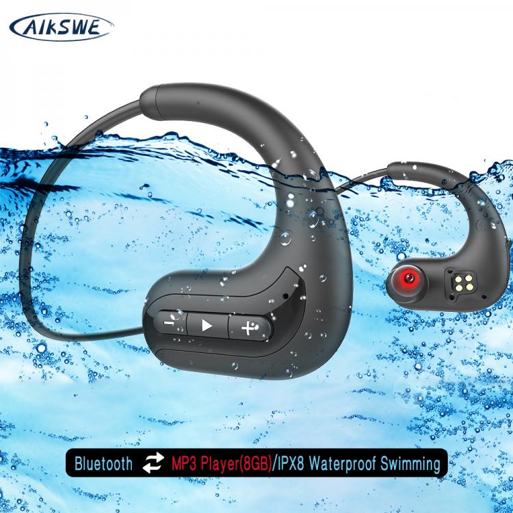 all in one place ביתית AIKSWE Wireless headphones Bluetooth Earphones 8GB IPX8 Waterproof MP3 Music Player Swimming Diving Sport Headset For Huawei