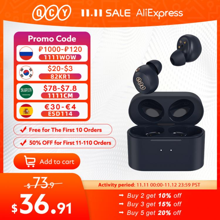 all in one place ביתית QCY HT01C Hybrid ANC Headphone-35dB Bluetooth Earphone Wireless Charging TWS Earbuds Active Noise Cancellation Customizing APP