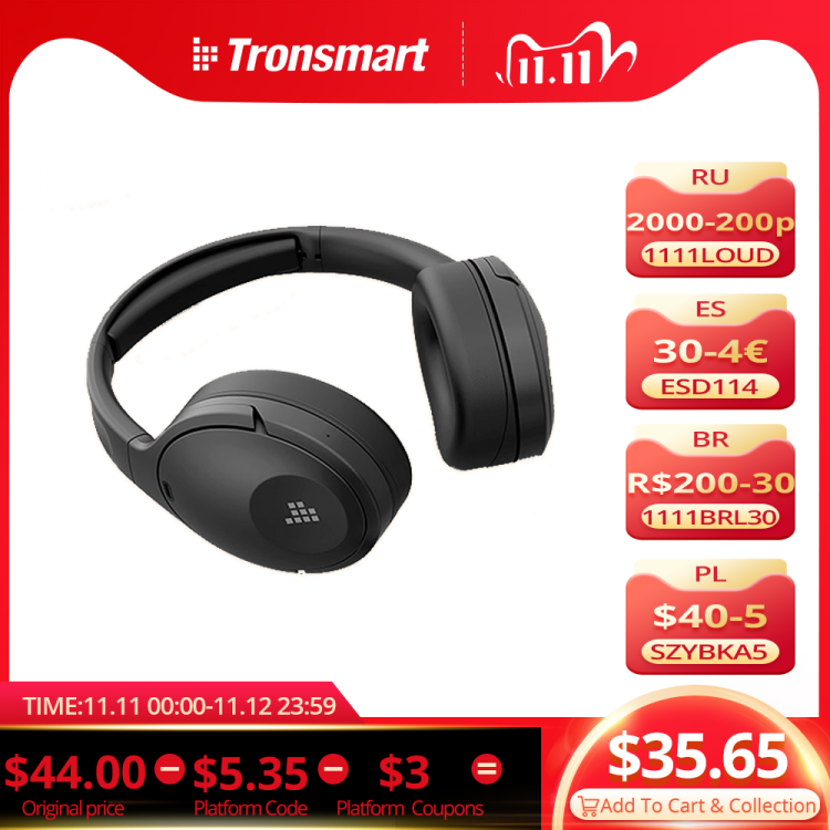 all in one place ביתית Tronsmart Apollo Q10 Headphones Bluetooth 5.0 Active Noise Cancelling Wireless Headset with100-hour Playtime,Touch/App Control