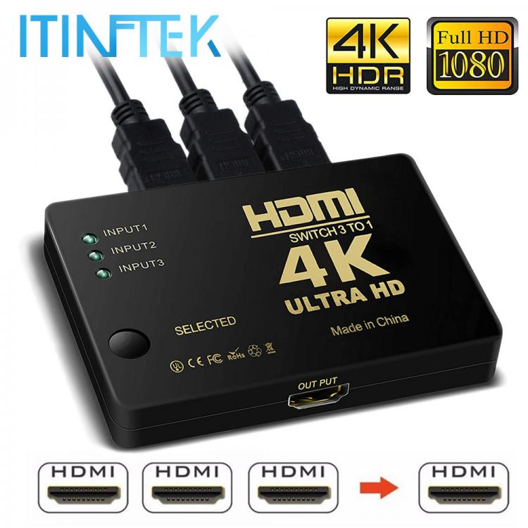 all in one place ביתית 4K 2K 3x1 HDMI Cable Splitter HD 1080P Video Switcher Adapter 3 Input 1 Output Port HDMI Hub for Xbox PS4 DVD HDTV PC Laptop TV
