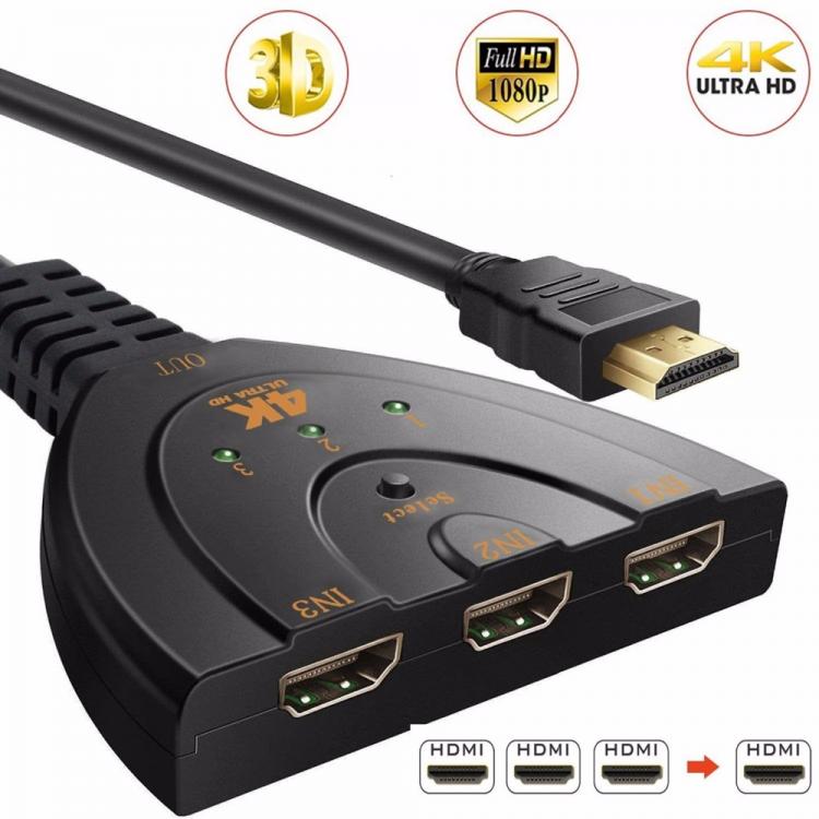 all in one place ביתית 4K*2K 3D Mini 3 Port HDMI-compatible Switch 1.4b 4K Switcher Splitter 1080P 3 in 1 out Port Hub for DVD HDTV Xbox PS3 PS4