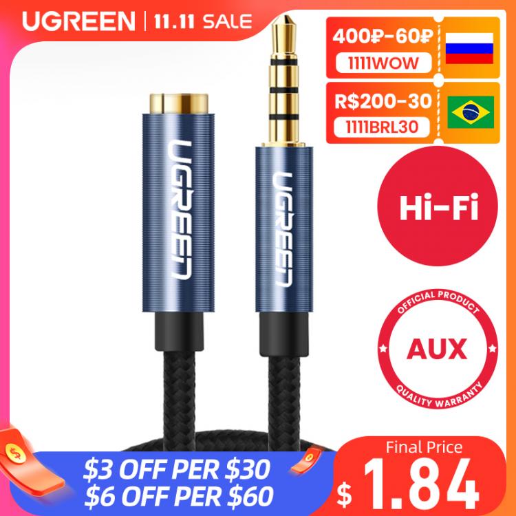 all in one place ביתית UGREEN Jack 3.5 mm Audio Extension Cable for Huawei P20 lite Stereo 3.5mm Jack Aux Cable for Headphones Xiaomi Redmi 5 plus PC