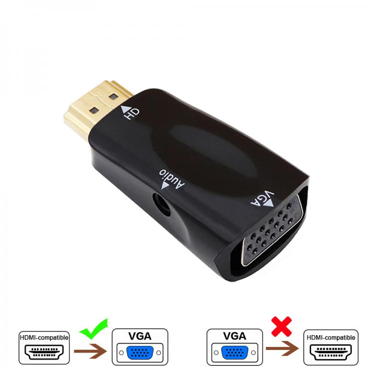 all in one place ביתית HDMI-compatible to VGA Cable Converter Male To Famale Converter Adapter 3.5 mm Jack Audio HD 1080P For PC Laptop Tablet