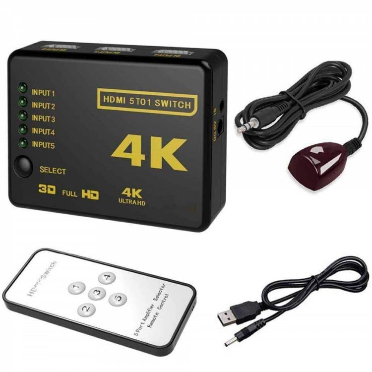 all in one place ביתית HDMI-compatible Switcher 4K HD1080P 3 5 Port HD Switch Selector Splitter With Hub IR Remote Controller For HDTV DVD TV BOX Z2