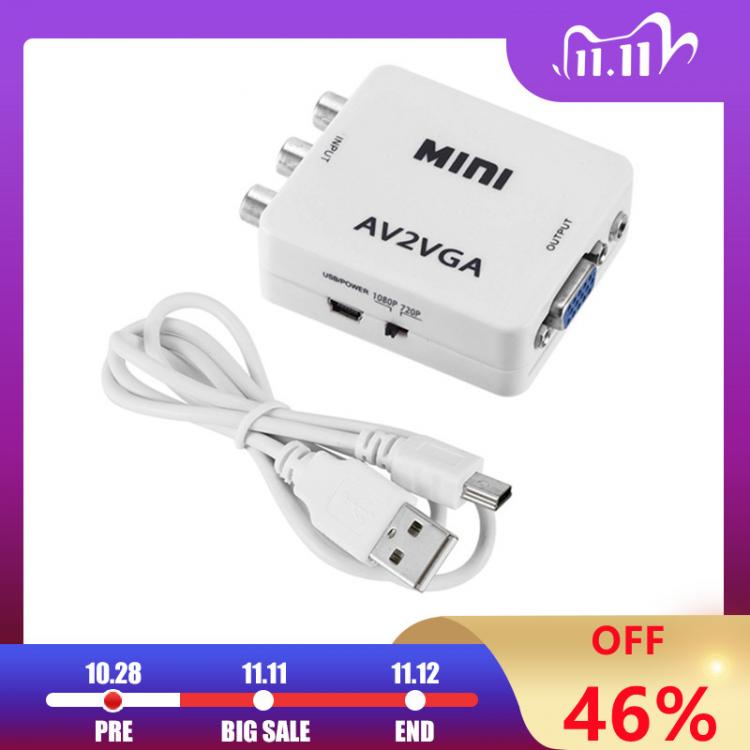 all in one place ביתית Mini HD AV2VGA Video Converter Box AV RCA CVBS to VGA Video HDTV Adapter With USB Data Transmission Line Video Converter