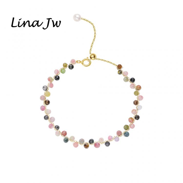 all in one place אביזרי נשים Lina Jw 3MM Natural Stone Tourmaline Bracelet on Hand for Women Jewelry Party /Wedding Luxury Gift Set Handwork