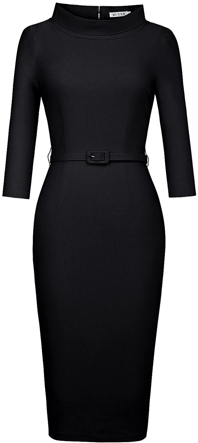 all in one place בגדי נשים MUXXN Women's 1950s Vintage 3/4 Sleeve Elegant Collar Cocktail Evening Dress