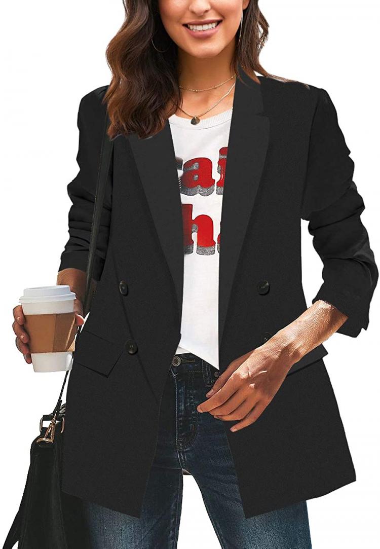all in one place בגדי נשים Vetinee Women's Lapel Pockets Blazer Suit Long Sleeve Buttons Work Office Jacket