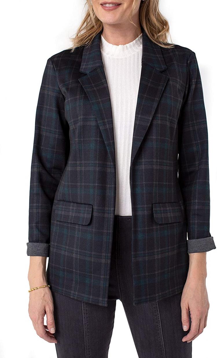 all in one place בגדי נשים Liverpool Boyfriend Blazer with Princess Dart Pattern Knit- 1