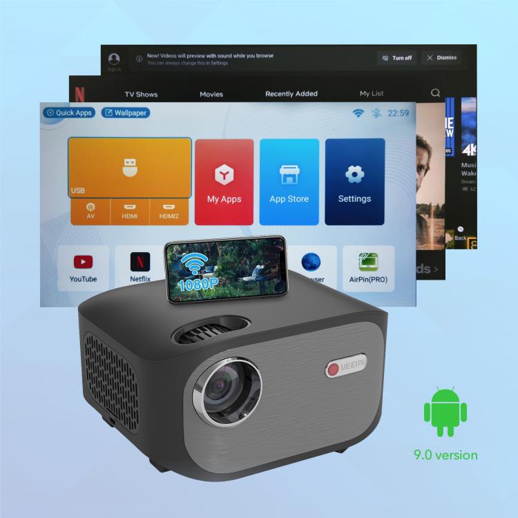 all in one place ביתית Hight Quality 250 Inch Full HD 1920*1080P LED Black Projector Android 9.0 WIFI 4K Video Proyector Home Theater Cinema Beamer