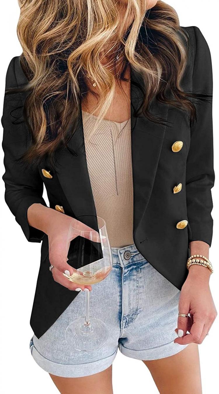 all in one place בגדי נשים ROSKIKI Womens Fashion Casual Lapel Button Business Blazers Jackets