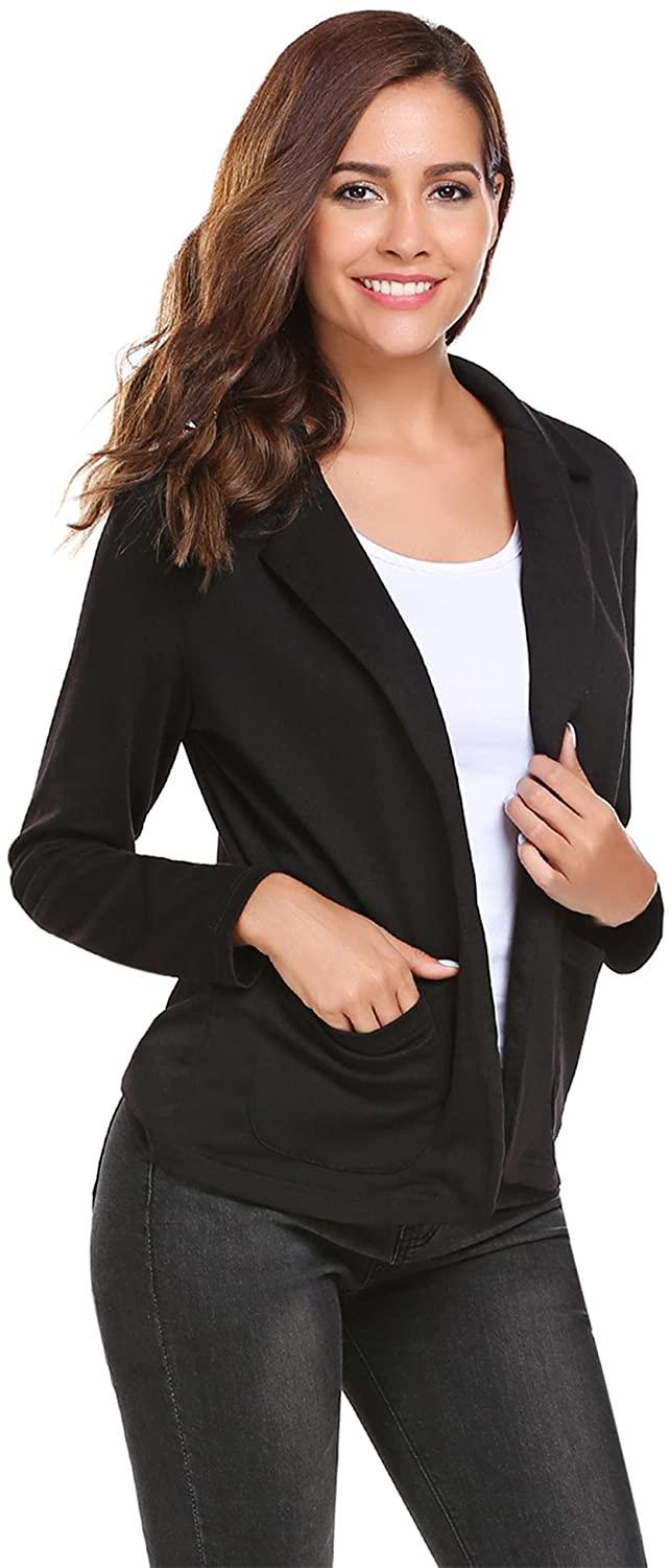 all in one place בגדי נשים Zeagoo Womens Casual Work Office Blazer Open Front Long Sleeve Cardigan Jacket