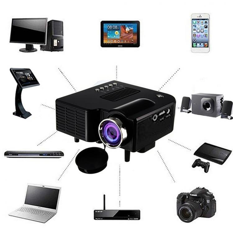 all in one place ביתית EU Plug Black UC28A Mini Multimedia LED Projector 1080P Home Cinema DVD AV SD USB HDMI