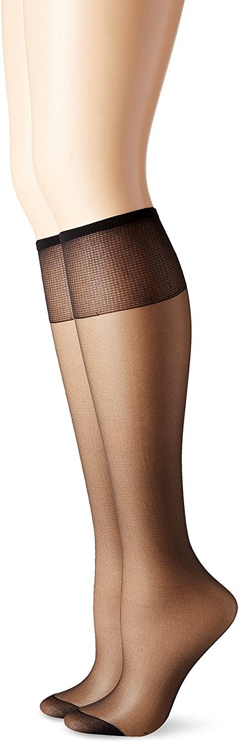 all in one place בגדי נשים Hanes Silk Reflections Women's Knee High Reinforce Toe 2 Pack