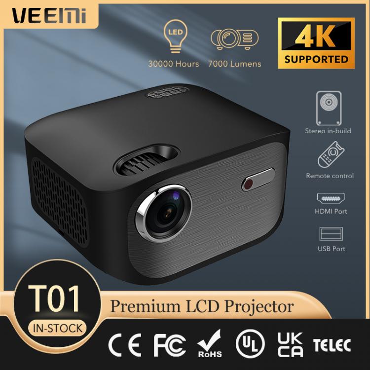 all in one place ביתית VEEMI T01 Manual Keystone Small Portable 1080P 250 inch Home Movie LCD Video LED Projector with Audio AV Input Ports